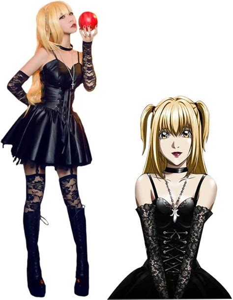 Misa Amane Cosplay Gothic Black Dress Lace Stockings。